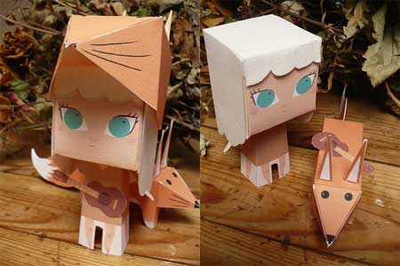 Fox Girl Paper Toy Muki Shungila