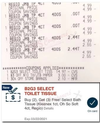 B2G2 FREE select toilet paper CVS crt Coupon