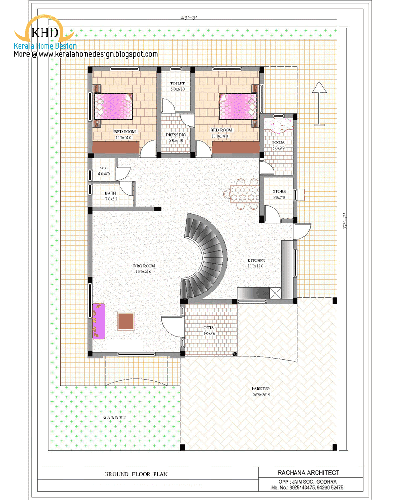 Duplex House  Plan  and Elevation Kerala home  design and 