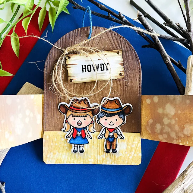 Sunny Studio Stamps: Little Buckaroo Card by Bobbi Lemanski (featuring Stitched Arch Dies, Woodgrain Embossing Folder)