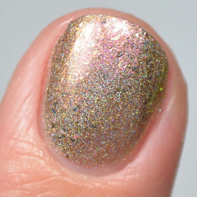 holographic champagne nail polish close up swatch