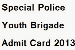 TNUSRB Special Police Youth Brigade Exam Admit Card 2013