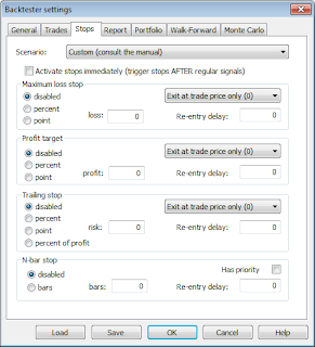 AmiBroker Backtester Settings Stops Tab