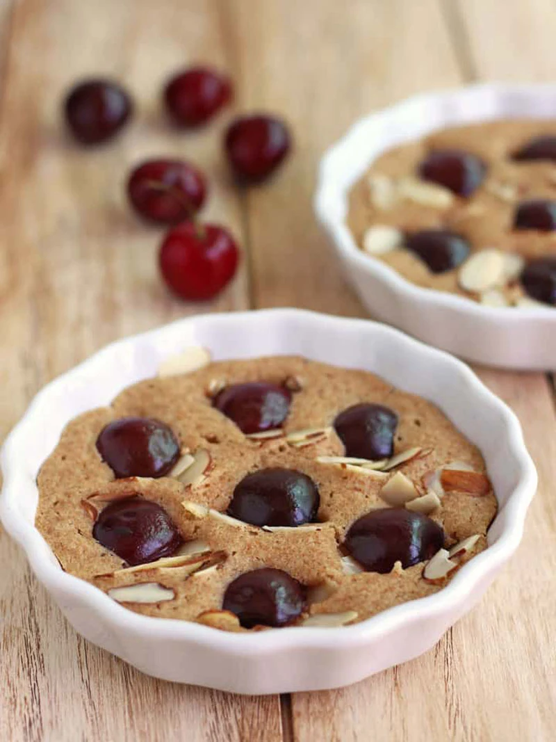 Yogurt Topped Cherry Almond Breakfast Cakes