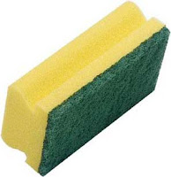 Abrasive sponges helps to remove baked on food residues