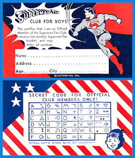 1944-1945 Superman-Tim Club Membership Card