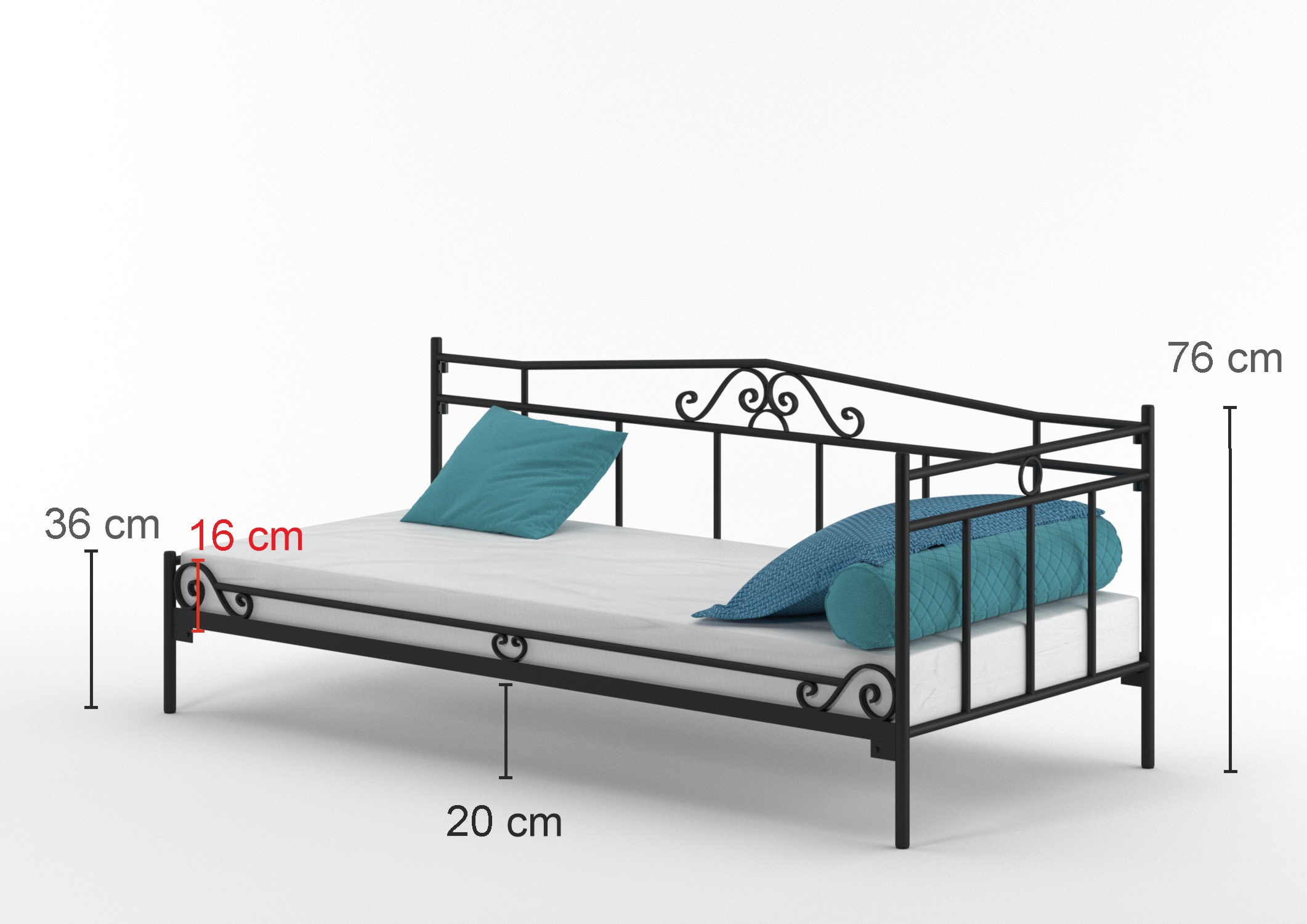 Łóżko metalowe, szezlong Nicea (wzór 15L)