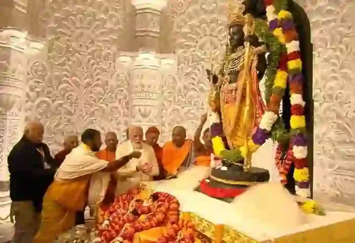 News,National, Ayodhya, Ram Mandir, Narendra Modi, Templye, PM Narendra Modi unveils the Ram Lalla idol at the Shri Ram Janmaboomi Temple in Ayodhya.