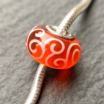 Handmade lampwork silver core big hole charm bead by Laura Sparling made with CiM Goldfish