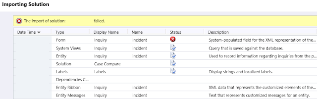 Dynamics CRM Errors when importing unmanaged solution