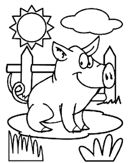 Baby Pig On Farm Coloring Pages