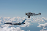 Boeing's First Production Airplane Meets the Future of Flight in the Skies .