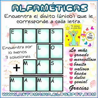 Alfamética, Criptoaritmética, Retos matemáticos, Desafíos matemáticos, Problemas matemáticos, Juegos de palabras, Suma de Palabras