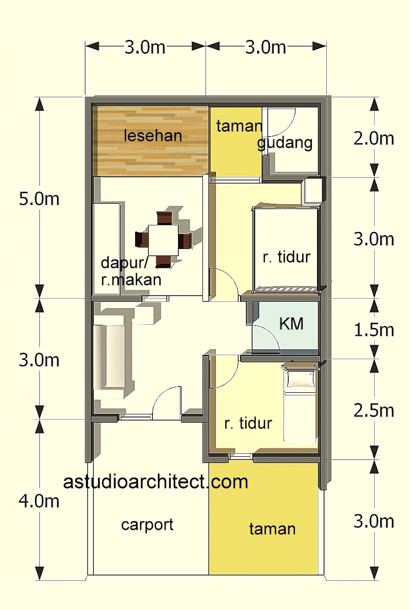 15+ Denah Rumah Minimalis 6X9, Terpopuler!