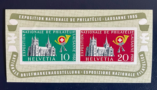 Switzerland 1955 Stamp Exhibition Lausanne Souvenir Sheet Michel Block 15, Scott 352a .jpeg