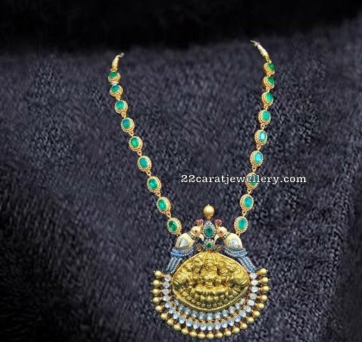 Emerald Stone Long Set by Bombay Jewellers