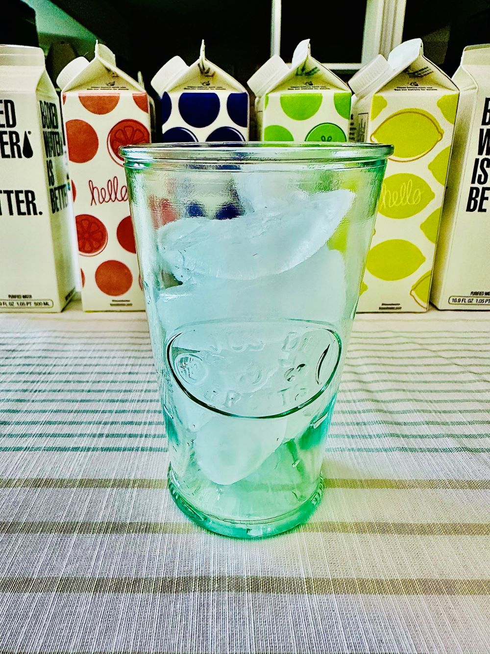 chilled glass for Boxed Water