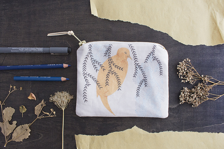  Bird and Leaves Pouch