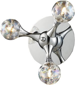 ELK 30008/3 Molecular Collection 3 Light Wall Sconce In Chrome With Rainbow Glass