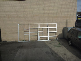 The finished roof rack in Brownchurch's yard, back from the galvanaisers and awaiting fitting