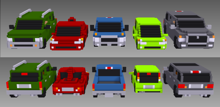 MagicaVoxel voxel cars