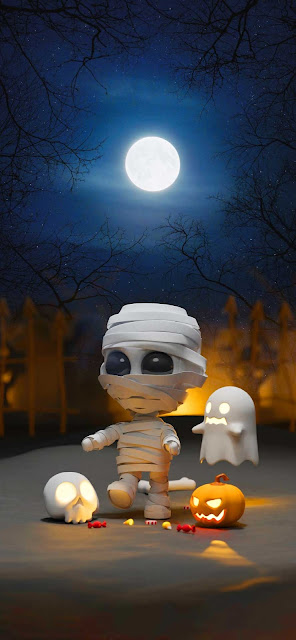 Darkness, Night, Mummy, Ghost, Pumpkin, Halloween Wallpaper