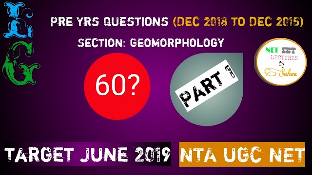Previous years questions of Geomorphology paper Part 1 (Total 60 Questions) for NTA UGC NET