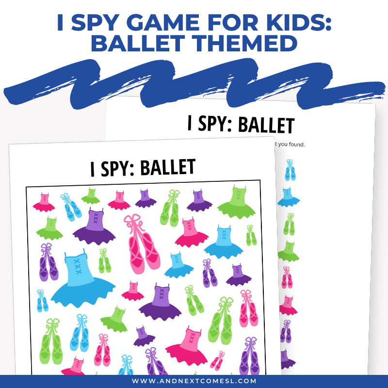 Printable ballet I spy game for kids