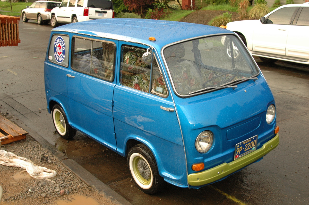 OLD PARKED CARS.: 1969 Subaru 360 Van.