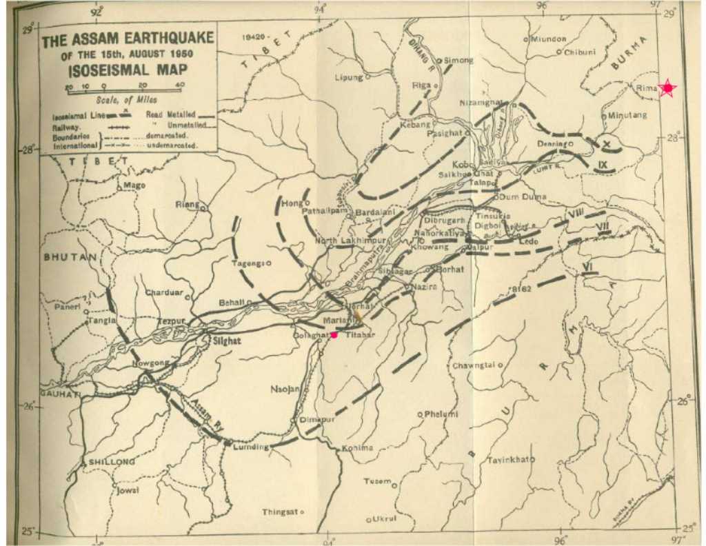 Map: 1950 Assam earthquake