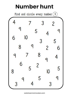 number hunt worksheets, number hunt worksheet, number hunt worksheet for preschool, free printable number hunt worksheets, number find worksheets, preschool number hunt, number 1 to 10 hunt worksheet  @momovators