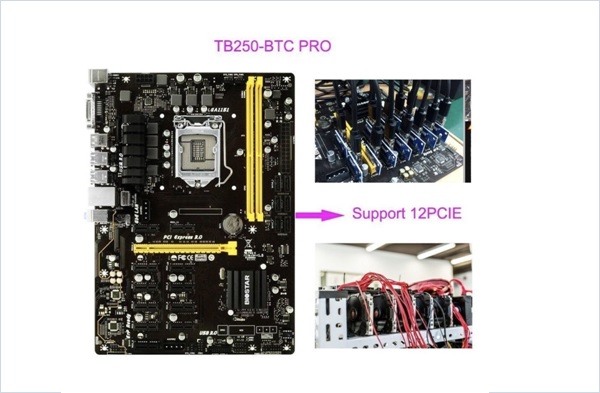 Biostar Motherboard TB250 BTC PRO Supports 6 AMD and 6 Nvidia Graphics cards