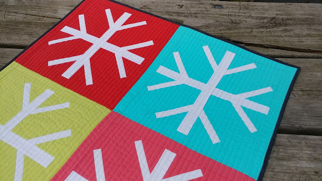 Snowfall snowflake modern mini quilt