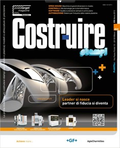 Costruire Stampi 214 - Marzo 2013 | ISSN 1121-8711 | CBR 96 dpi | Mensile | Professionisti | Stampaggio | Tecnologia | Impianti
Costruire Stampi dal 1991 è la rivista di riferimento per chi costruisce stampi (per metallo e plastica), modelli e attrezzature di precisione. La rivista intende interpretare al meglio le nuove prerogative di un comparto di primo piano nel panorama dell’industria meccanica nazionale con articoli tecnici e applicativi sulle innovazioni e sull’attualità di settore. Costruire Stampi è uno strumento editoriale altamente specializzato e qualificato, con informazioni sulle soluzioni tecniche più significative legate a macchine utensili e di misura, utensileria, sistemi CAD/CAM, controlli numerici, materiali, prototipazione rapida, attrezzature e accessori... La rivista ha una grafica accattivante ma, allo stesso tempo, di facile lettura che valorizza l’informazione tecnica.  Costruire Stampi: un valido alleato per lo stampista!