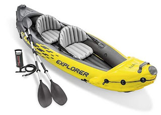 Intex Explorer K2 Kayak, 2-Person Inflatable Kayak Set with Aluminum Oars and High Output Air Pump