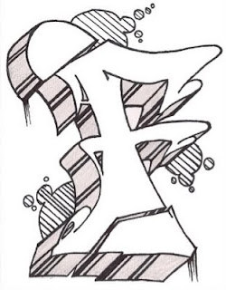 Graffiti Alphabet F 3D Style Sketch