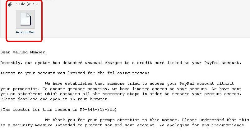 Contoh Email Phishing Paypal