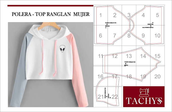 POLERA - TOP RANGLAN / HOODIE: PATRÓN PDF IMPRIMIBLE GRATIS  | TACHYS