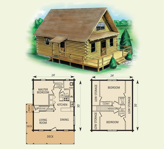 24 ft x 30 ft Log Cabin Kit