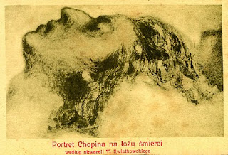 Chopin on his Death Bed, pencil drawing by T. Kwiatkowski