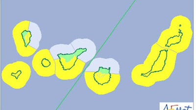 Aviso amarillo viento y costero Canarias sábado 1 julio