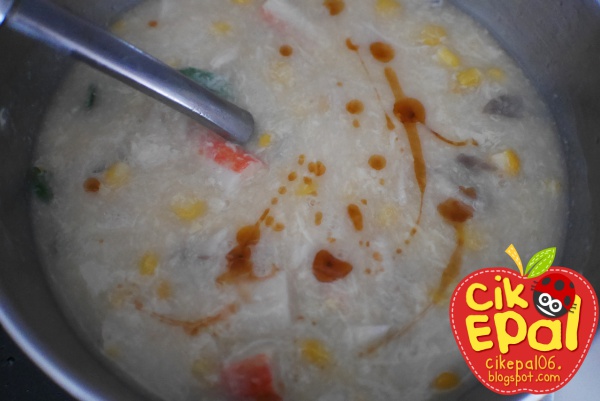Cik Epal: Resepi Corn Mushroom Crabstick Egg Drop Soup 