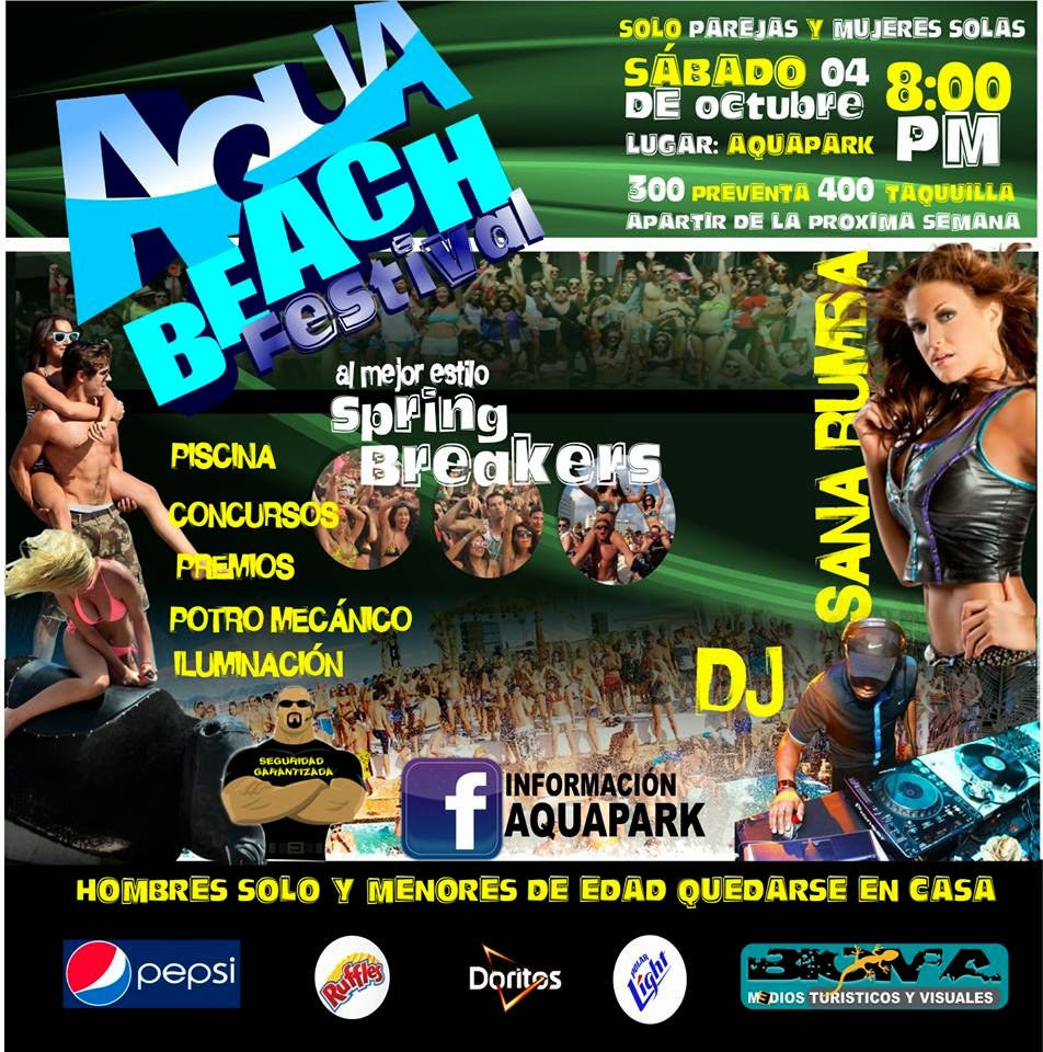 VER AFICHE Y VIDEO: sábado 04 de octubre a las 8pm “Aqua Beach Festival” en Aqua Park Apure. No te lo pierdas.