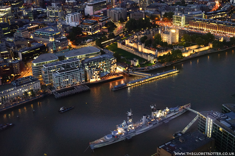 HMS Belfast as seen from the View of the Shard