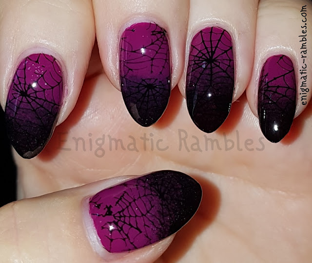 Stamped-Gradient-Spider-Web Nails-Nail-Art