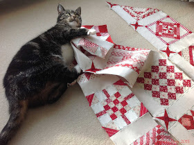Suzi the cat helps with the Nearly Insane Quilt