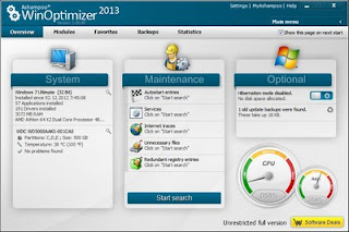 Screenshot Software WinOptimizr