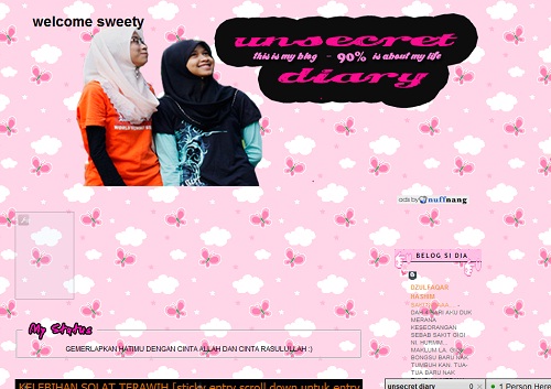 unsecret diary,blog pinky,blog comel