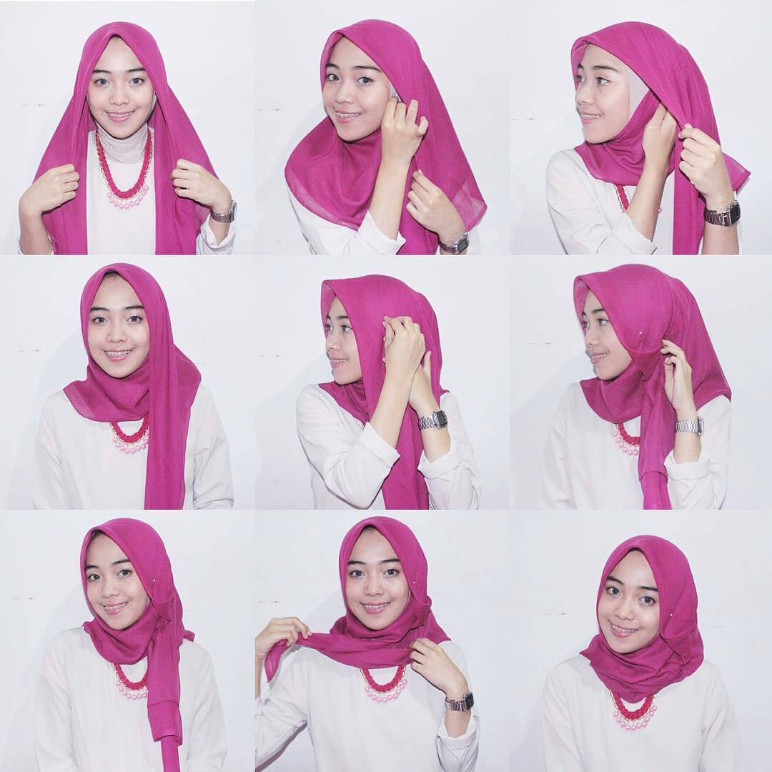 Tutorial Hijab Segi Empat Terbaru  Simple Modis