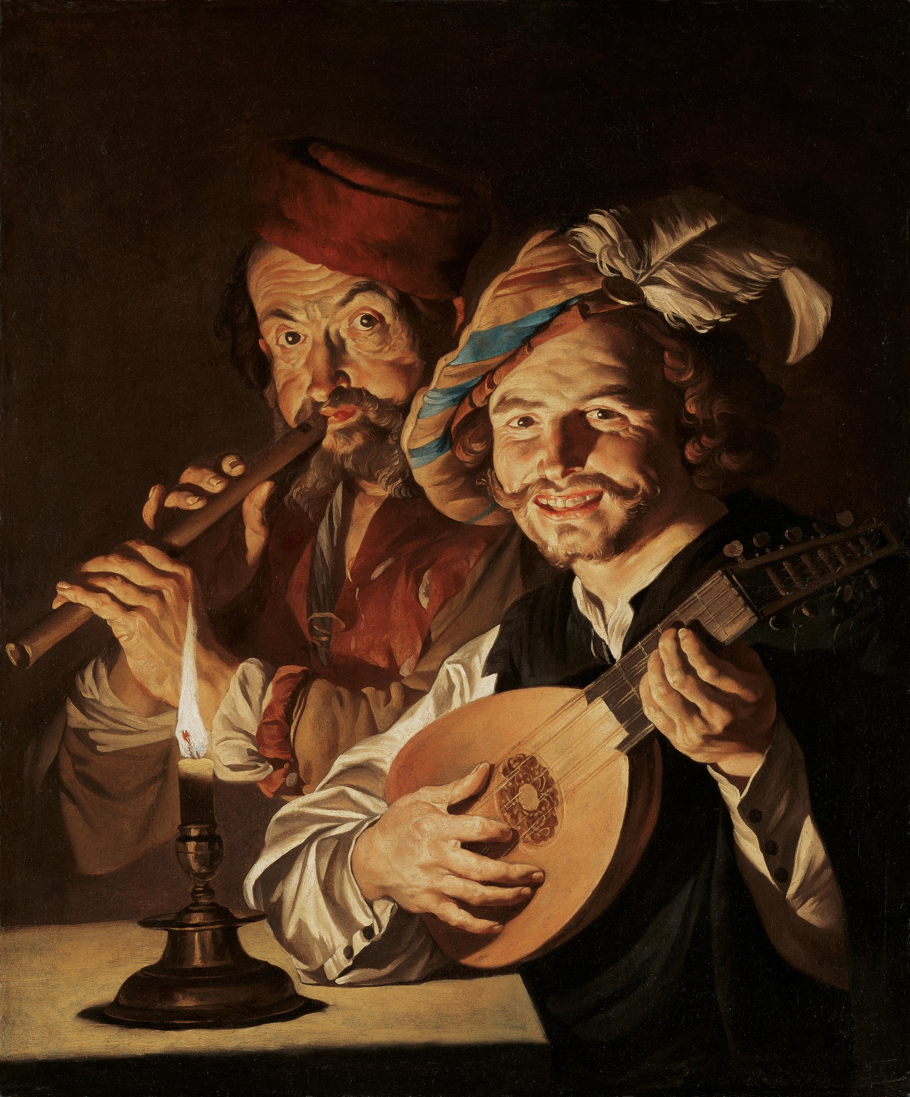 Two Musicians-Beautiful Paintings by Matthias Stom (1600-1652) - A Baroque painter